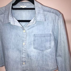 Jeans Button Up Crop Top